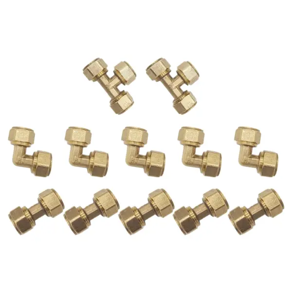 12Pcs Plumbing Fittings 1/2 Inch Coupling 90 Degree Elbow Tee Fittings No-Lead Brass Push To Connect Pex Pipe