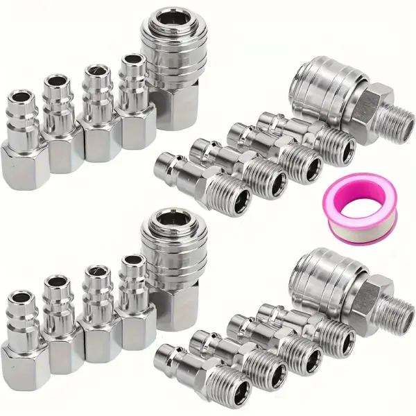 20Pcs 1/4 Inch Nickel Plated Iron Female Thread German Style Pipe Fitting Connector With 1 Roll PTFE Seal Tape