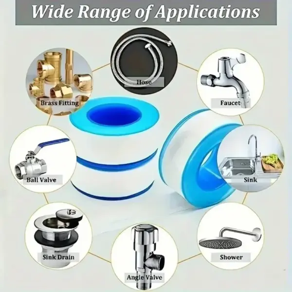 PTFE Thread Seal Tape Leak Proof Waterproof for Pipe Fittings Gas Water Plumbing Repair Heavy Duty Non-Stick Plumber Tape