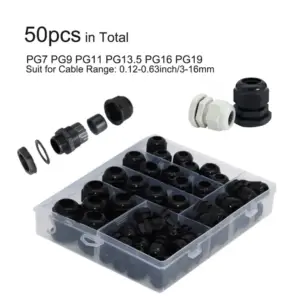 50pcs Nylon Cable Gland Waterproof Electric Wires PG11 PG13.5 PG9 PG16 M32 Connector Cord Joint Flat Balck Plastic Press Entry