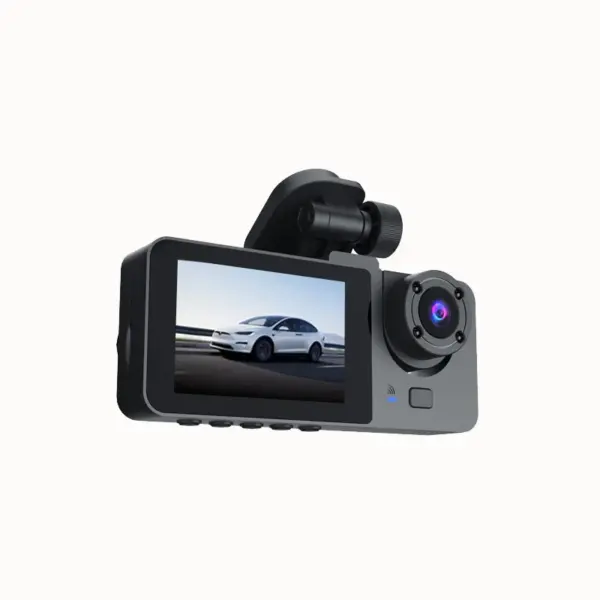 XZY Cross-border Three Lens Dash Cam Front Inside Rear Three Channel HD Car Video Recorder with Mobile Phone Interconnection