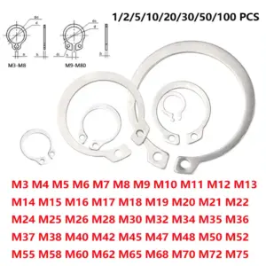 1-100pcs M3-M75 304 Stainless Steel A2-70 Shaft C-Type Shafts Retaining Ring Circlip With Hole GB894 Shaft-Retain Rings Gasket