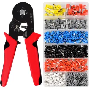 Ferrule Crimping Tool Kit,Wire Ferrules Crimpers Pliers Kit, Ratchet Tools with Terminals Connectors AWG24-10 wiring connectors