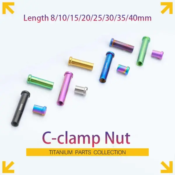 M6 Titanium Alloy C-clamp Nut Length 8/10/15/20/25/30/35/40mm Ti Nuts Road Bicycle Brake Caliper