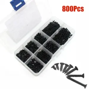 800Pcs Self-Tapping Screws Kit M2 Flat Head Phillips Countersunk Head Screws Carbon Steel Screw Kit for Woodwoeking DIY Tools