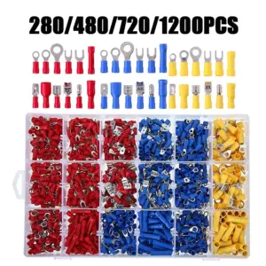 WOZOBUY  Insulated Cable Connector Electrical Wire Crimp Spade Butt Ring Fork Set Ring Lugs Rolled Terminals Assorted Kit