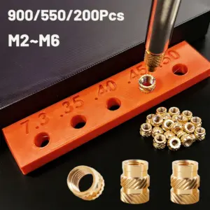 900/550/200Pcs Threaded Inserts M2 M3 M4 M5 M6 Knurled Insertion Nuts Brass Heat Set Insert for Plastic 3D Printing Components