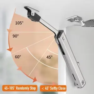 Heavy Duty Hydraulic Cabinet Hinge Buffering Concealed Soft Closing Hinges Adjustable Free Stop Gas Strut Cabinet Wardrobe Door