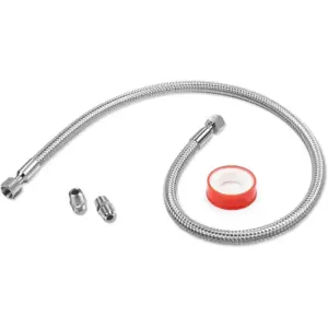 【PARTY  DAY】Braided Cover Corrugated Stainless Core, 1/4" X 40" Flexible Compressor Jumper Hose-1/4" NPT Swivel Male Ends, 870 P