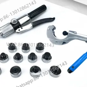 Hydraulic Tube Expander Tool Kit with Pipe Expander Heads Deburring Tool Pipe Cutter Professional Copper Tube Refrigeration Tool