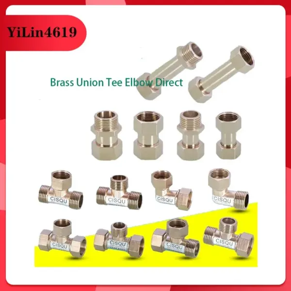 Pipe Fittings Copper Live Joint Tee Household Water Heater Water Pipe Gas Pipe 1/2 IN  Inner Wire Outer Wire Tee Joint Fittings