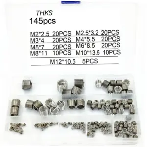 145pcs Helicoil Wire Thread Repair Inserts Kit M2 M2.5 M3 M4 M5 M6 M8 M10 M12 304 Stainless Steel Wire Thread Sleeve Bushing