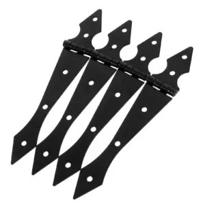 4Pcs Heavy Duty Black Barn Door Hinges Metal Arrow Strap Hinges for Warehouse Gate Shed Doors Shed Door Hinge Wood Gate Hardware