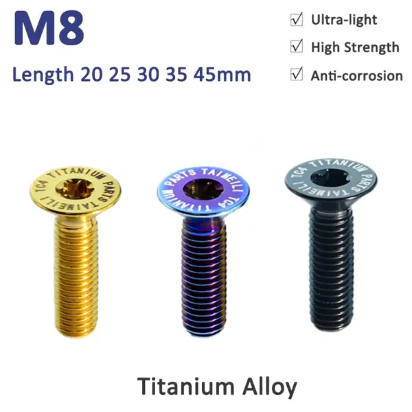 1pc Titanium Bolt M8 Length 20 25 30 35 40 45mm Torx Flat Countersunk Head Screw Inside Plum Blossom Screw Modification Screws