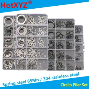 Circlips for Holes / Circlips for Shafts / E Ring Combination Set Clamp Spring  Split Washer C-type E-type Circlip Plier Set