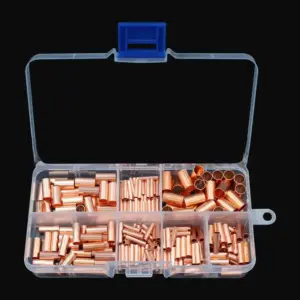 New 125/250/414/578Pcs Non Insulated Electrical Butt Terminal Assortment Kit Wire Ferrules Set 7 Size Copper Crimp Connector