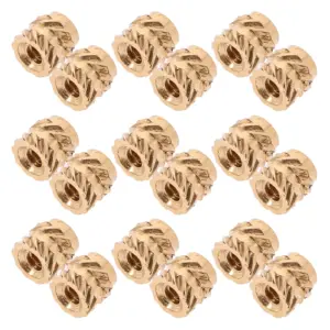 60Pcs Brass Knurled Threaded Insert Nut High Strength Embedded Heat Set Inserts for Wood Plastic 3D Printing Furniture Screws