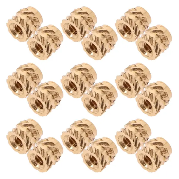 60Pcs Brass Knurled Threaded Insert Nut High Strength Embedded Heat Set Inserts for Wood Plastic 3D Printing Furniture Screws