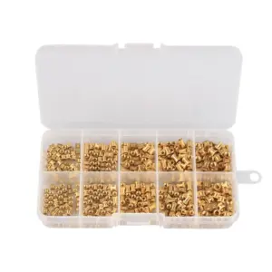 500pcs M2 M2.5 M3 Brass Heat Set Insert Nut Hot Melt Injection Thread Knurled Double Twill Embedment Copper Nut Assortment Kit