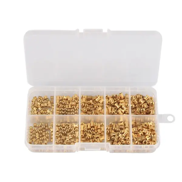 500pcs M2 M2.5 M3 Brass Heat Set Insert Nut Hot Melt Injection Thread Knurled Double Twill Embedment Copper Nut Assortment Kit