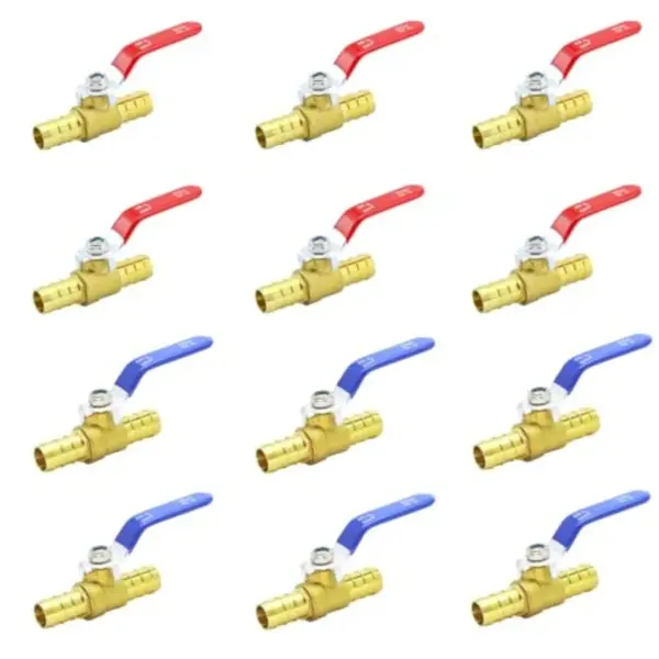 3/4 Inch PEX Ball Valves 12 Pcs Brass Full Port Quarter Turn Crimp PEX Valves for Hot and Cold Water Plumbing Systems Ideal for