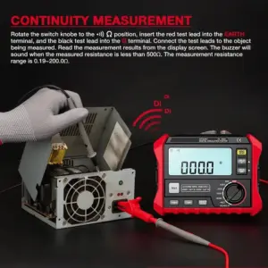 HT5203 Insulation Resistance Tester with Rugged Rubber Casing Backlit LCD Screen and Clear Interface Markings for Fast Setup
