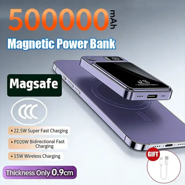50000mAh 22.5W Magnetic Power Bank Wireless Fast Charger Portable Auxiliary Battery Pack For iphone Samsung Xiaomi 2026 New