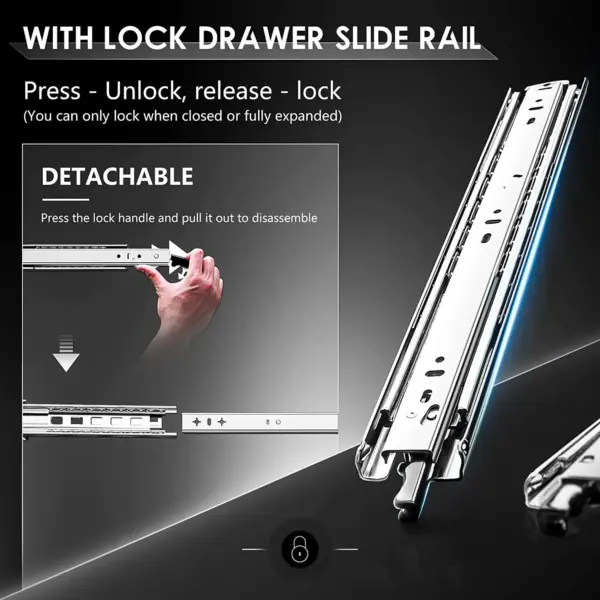 170 Lbs 1 Pair With Lock Heavy Duty Drawer Slides 10-40 Inch Side Mount Ball Bearing Rails Runnersfor for Kitchen & Gym