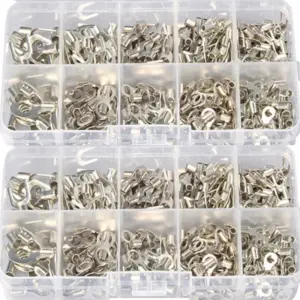 320Pcs Non-Insulated Ring Fork U-type Brass Terminals Assortment Kit Cable Wire Connector Crimp Spade Terminals Assorted set