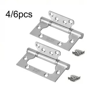 4/6pcs of heavy-duty silent thickened stainless steel door hinges-high load-bearing capacity supports 360° rotation,Sleek Design