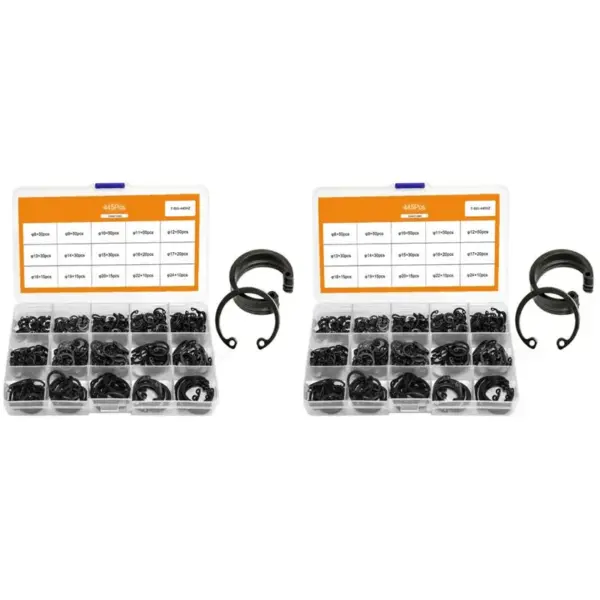 LLCS-890Pcs C Type Internal Circlip Retaining Rings Assortment Kit For Hole Circlip Snap Rings Black