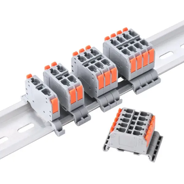 10Pcs DIN Rail Terminal Block 32A 800V PT-4 Push-In Spring Connector For 4mm² Electrical Cable Tool-Free
