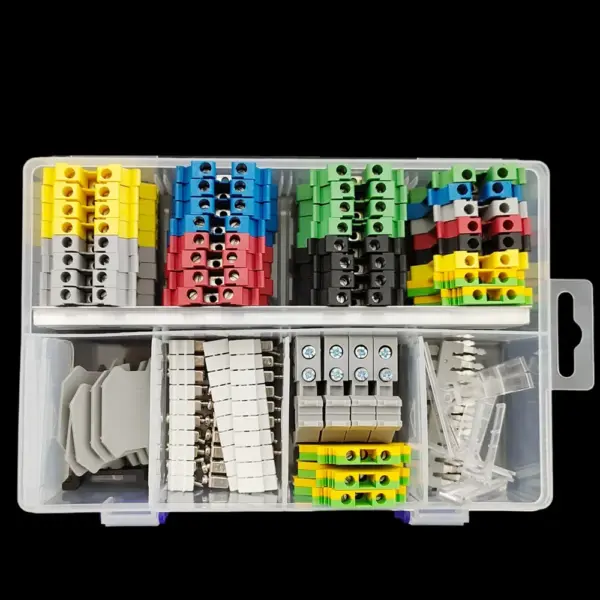 UK2.5B DIN Rail Terminal Blocks Jumpers End Covers Fixed Bridge Marker Strip Aluminum Rail Assembly 2.5mm² Cable Connector Kit