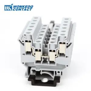 5Pcs UDK-10 Screw 4  Wire Connector, 10mm² Electrical Din Rail Terminal Block, 2 input/output Feed-through Plug Terminals UDK10