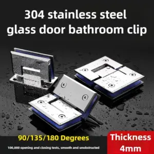 90/135/180 Degrees Glass Bracket Clamp Shower Door Hinge 304 Stainless Steel Heavy Duty Furniture Hinge Replacement Parts