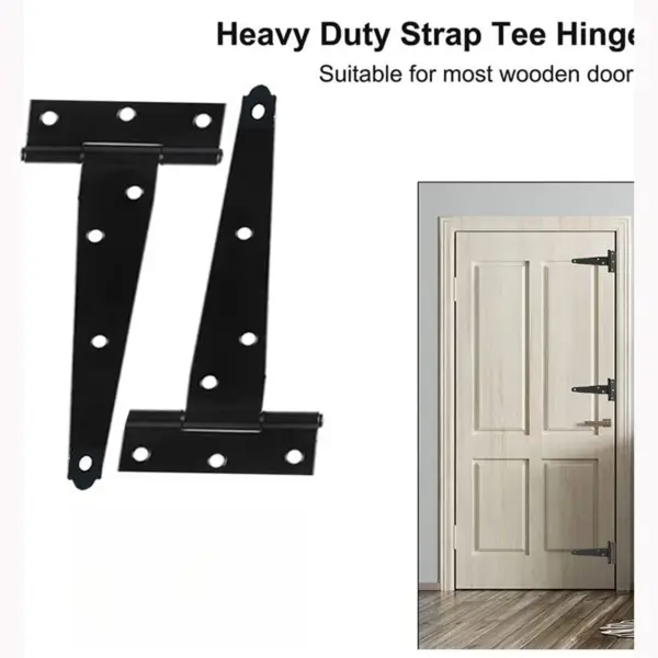 Steel T-shape Hinge Iron Black Triangle Hinges Home Door Gate Cabinet Hinges Rustproof Heavy Duty Furniture Hardware Tools