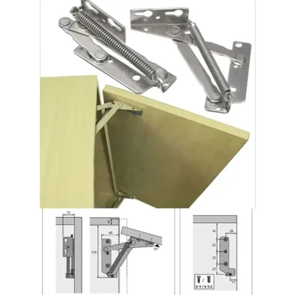 2Pcs 80 Degree Cabinet Door Sprung Hinges Lift Up Stay Flap Top Support Kitchen Cabinet Tools Furniture Hardware
