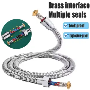 1.5/2/3M Stainless Steel Braided Inner Pipe Flexible Shower Hose High Pressure Explosion-proof Bathroom Extension Shower Tube