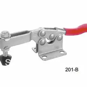 201B Quick Release Holding Horizontal 90Kg 198 Lbs Metal Toggle Clamp Clamper U Bar Flanged Base Red Soft Plastic Covered Handle