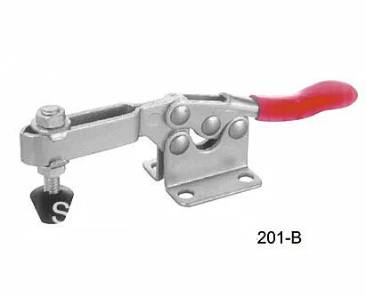 201B Quick Release Holding Horizontal 90Kg 198 Lbs Metal Toggle Clamp Clamper U Bar Flanged Base Red Soft Plastic Covered Handle