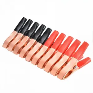 10Pcs Car Spring Clips Battery Clamps 30A Alligator Clips 70mm Electrical Test Lead Clips Black / Red