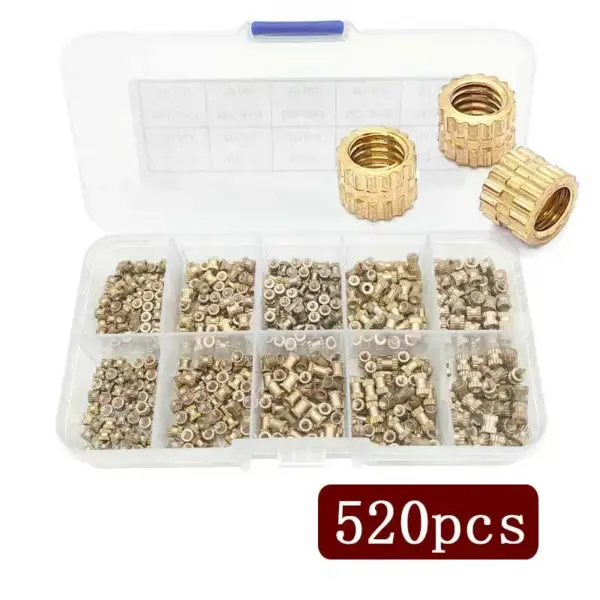520Pcs M2 M2.5 M3 Threaded Inserts Kit for 3D Printing Components Metric Brass Knurled Nuts Insert by Heat into Plastic Parts