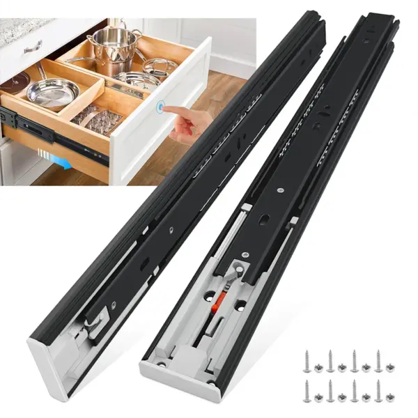 CXHIIA 100-lb. 1-Pair (2 Pieces)  Full Extension Push-to-Open Galvanized / Electrophoretic  Drawer Slides Set(10" to 24")