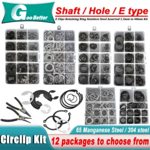 Circlips for Holes / Circlips for Shafts / E Ring Combination Set Clamp Spring Split Washer C-type E-type Circlip Plier Set
