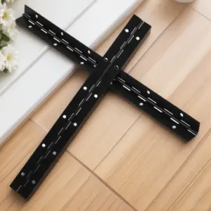 2Pcs Black Heavy Duty Piano Hinge Iron Continuous Long Hinge for Wood Cabinet Door Box Jewelry Case Metal Hinges for Crafts