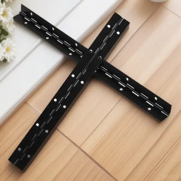 2Pcs Black Heavy Duty Piano Hinge Iron Continuous Long Hinge for Wood Cabinet Door Box Jewelry Case Metal Hinges for Crafts