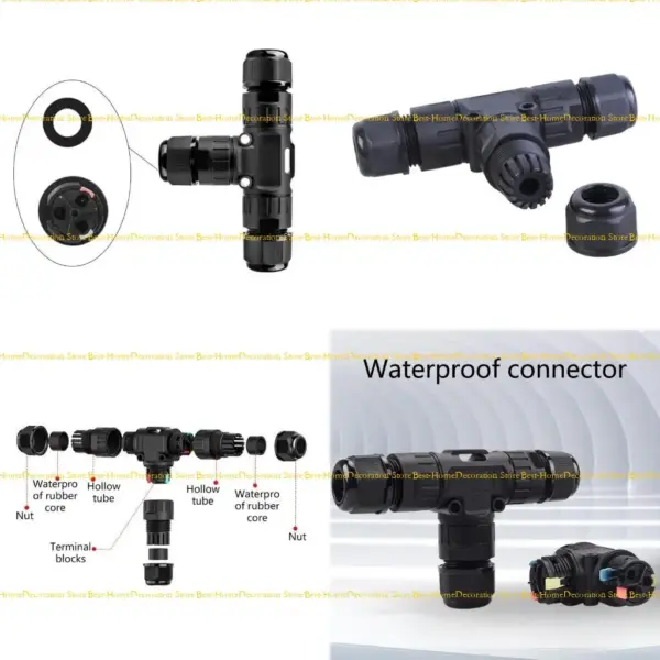 12PD IP68 Waterproof Connector T 3 Pin 400V 24A Cable Wire Gland Sleeve Connector Quick Waterproof Connector