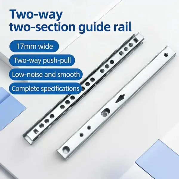 Drawer Glides 17mm Wide Smooth Sliding Ball Bearing Two Way Tracks for Cupboards Long Lasting Silent Operation