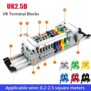 UK2.5B-3N/5N/6N/10N/16N/25N/35/50N Copper Parts DIN Rail Terminal Blocks Double Layer Voltage/Current Insurance Ground Connector