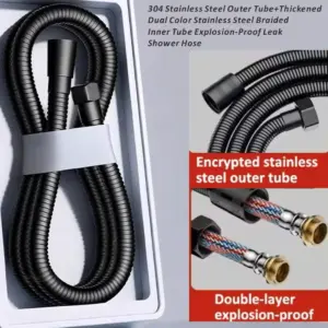 1.5/2/3M Black Stainless Steel Braided Inner Tube Flexible Shower Hose Long Bathroom Shower Pipe Extension Bathroom Accessories